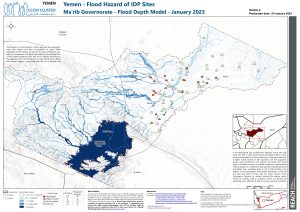 Flood Hazard of IDP Sites - Ma'rib Governorate - Flood Depth Model - January 2023